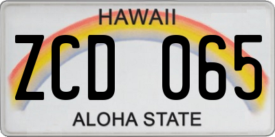HI license plate ZCD065