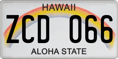 HI license plate ZCD066