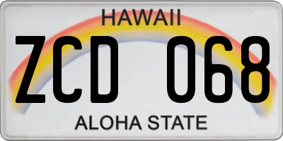 HI license plate ZCD068
