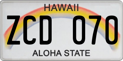 HI license plate ZCD070
