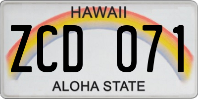 HI license plate ZCD071