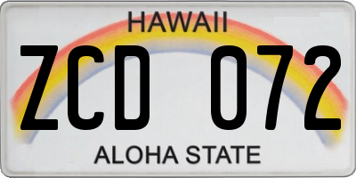 HI license plate ZCD072
