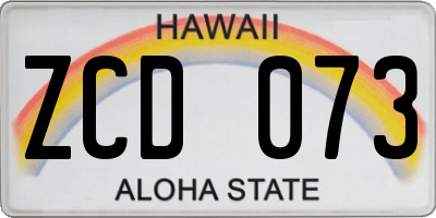 HI license plate ZCD073