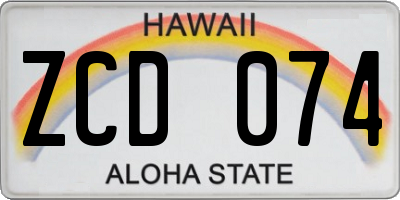 HI license plate ZCD074