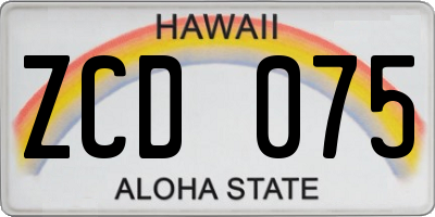 HI license plate ZCD075