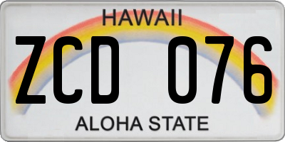 HI license plate ZCD076