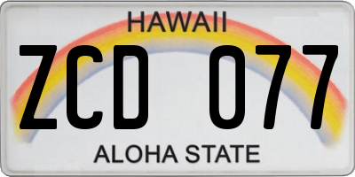 HI license plate ZCD077