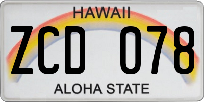 HI license plate ZCD078