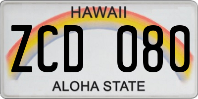 HI license plate ZCD080