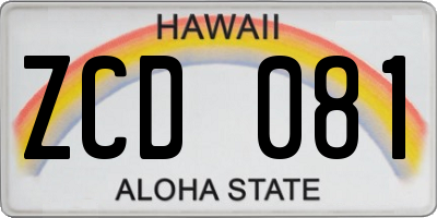 HI license plate ZCD081
