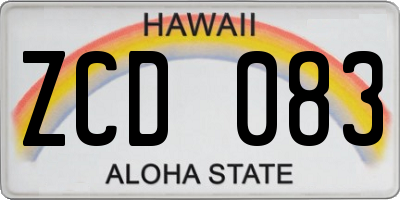 HI license plate ZCD083