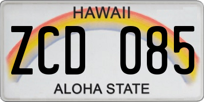 HI license plate ZCD085