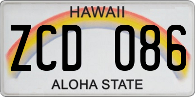 HI license plate ZCD086