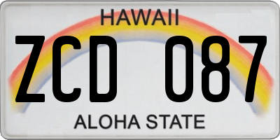 HI license plate ZCD087