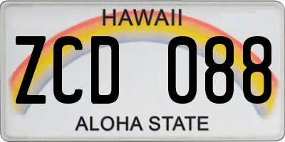 HI license plate ZCD088