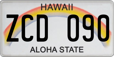 HI license plate ZCD090