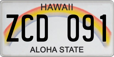 HI license plate ZCD091