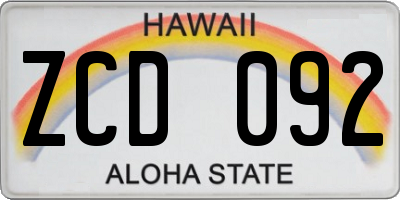 HI license plate ZCD092