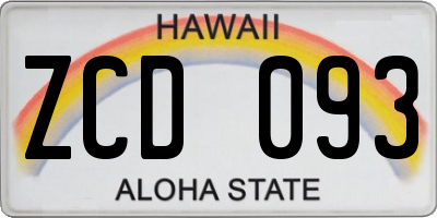 HI license plate ZCD093