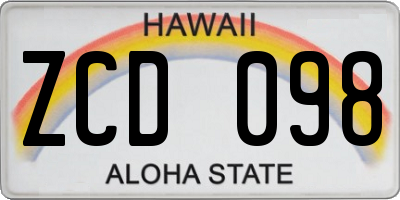 HI license plate ZCD098