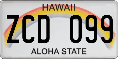HI license plate ZCD099