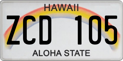 HI license plate ZCD105