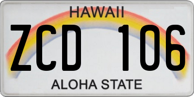 HI license plate ZCD106