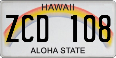 HI license plate ZCD108