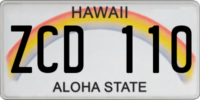 HI license plate ZCD110