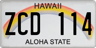HI license plate ZCD114