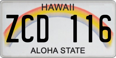 HI license plate ZCD116