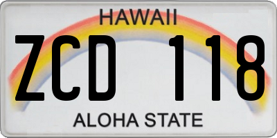 HI license plate ZCD118