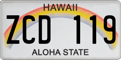 HI license plate ZCD119
