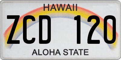 HI license plate ZCD120