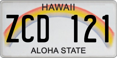HI license plate ZCD121