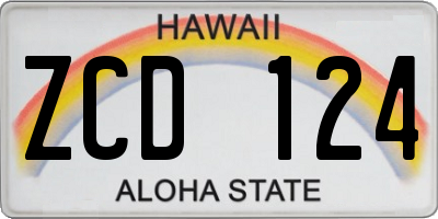 HI license plate ZCD124