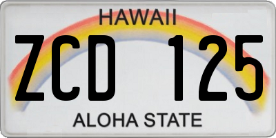 HI license plate ZCD125