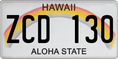 HI license plate ZCD130
