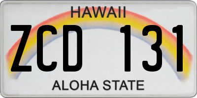 HI license plate ZCD131