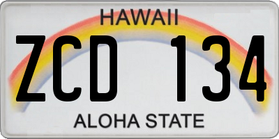 HI license plate ZCD134