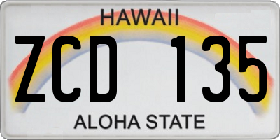 HI license plate ZCD135