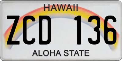 HI license plate ZCD136