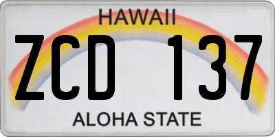 HI license plate ZCD137