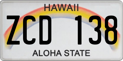 HI license plate ZCD138