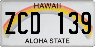HI license plate ZCD139