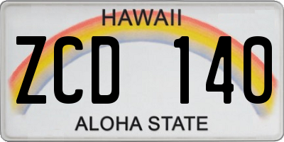 HI license plate ZCD140