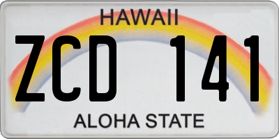 HI license plate ZCD141
