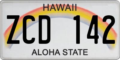 HI license plate ZCD142