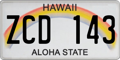 HI license plate ZCD143
