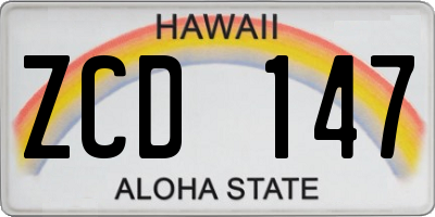 HI license plate ZCD147